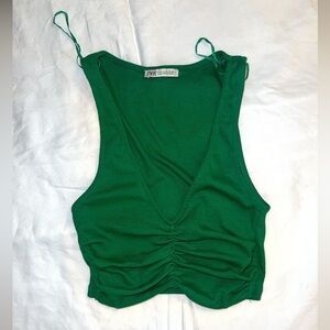 Zara green sleeveless crop top